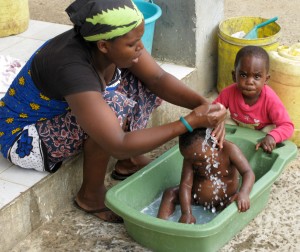 Bath time at Calvary Zion is also a great way to beat the Kenyan heat.