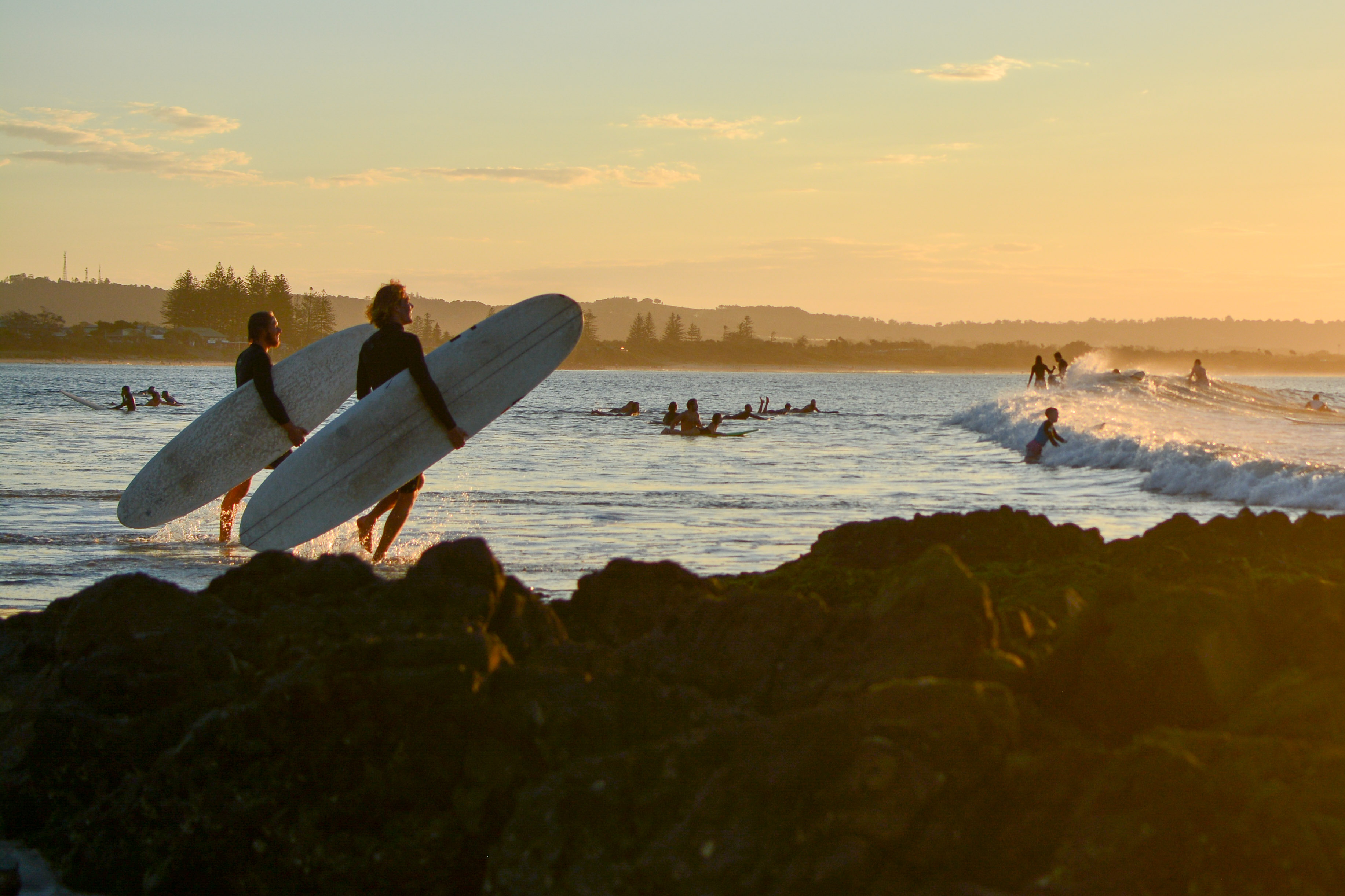 Surfers in Byron Bay, Australia