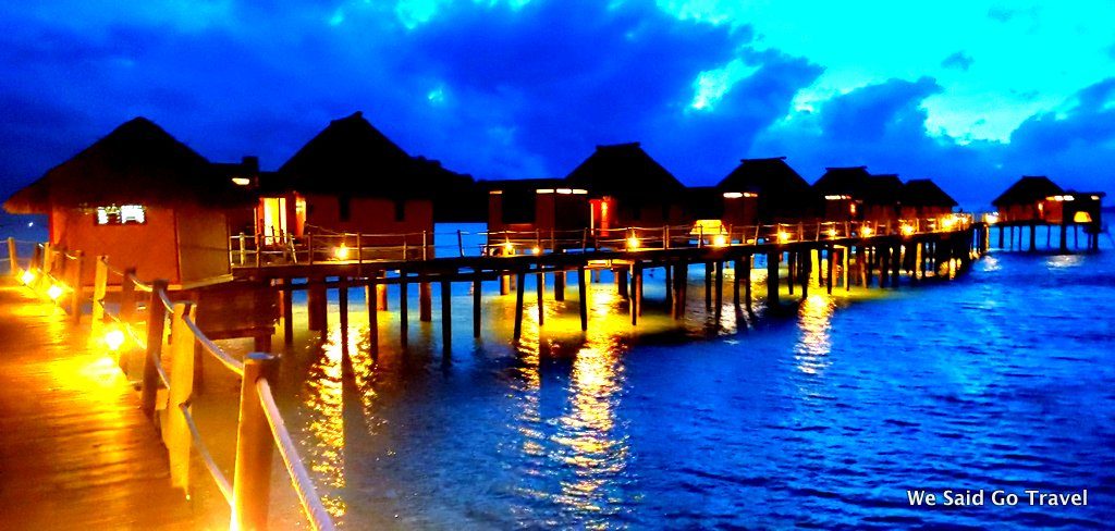 Night time at Likuliku Overwater Bungalows in Fiji by Lisa Niver