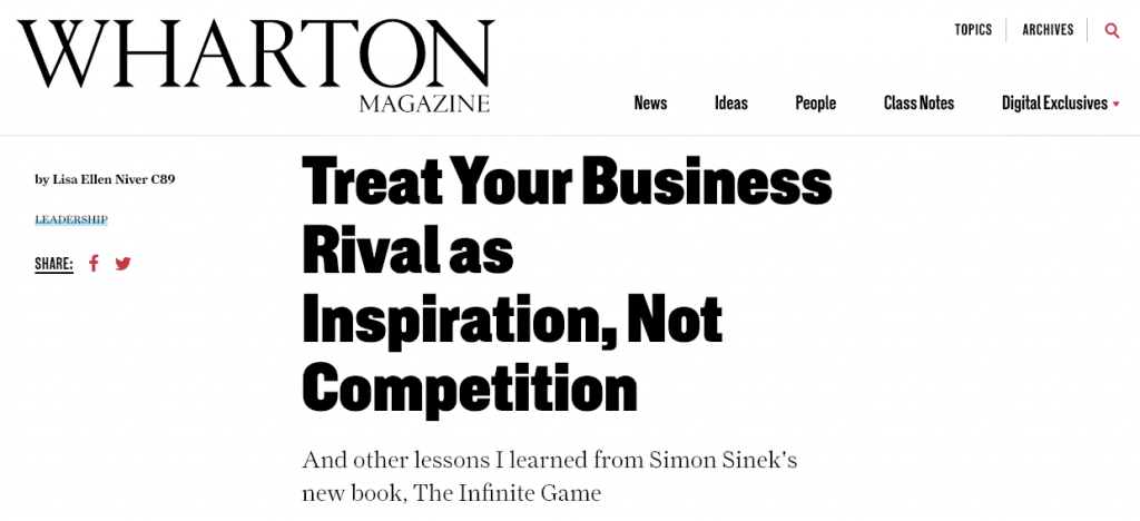 Wharton Magazine by Lisa Niver about Simon Sinek