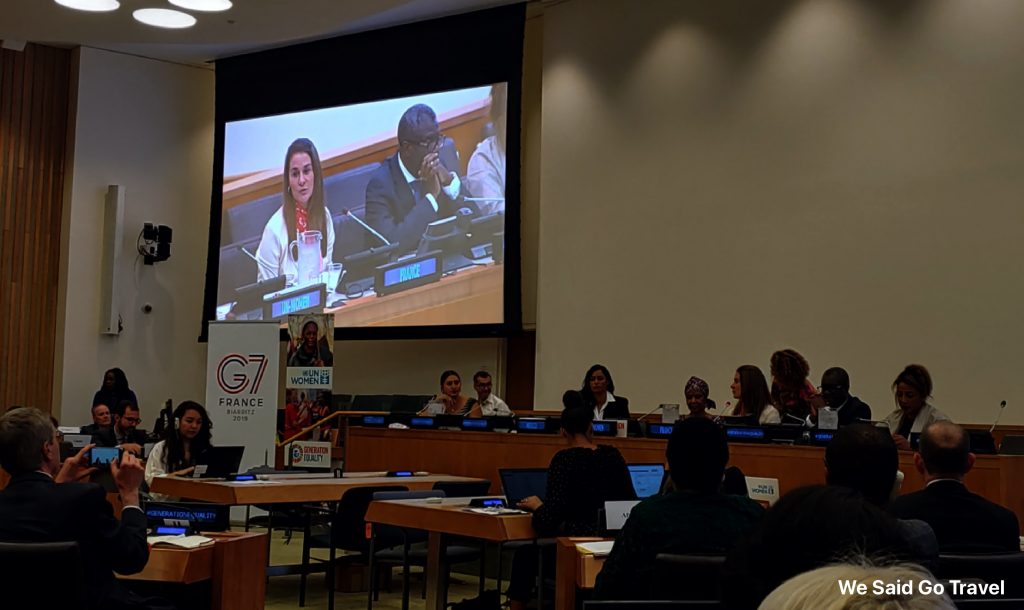 Melinda Gates speaking at UN Women meeting Sept 23, 2019 New York City