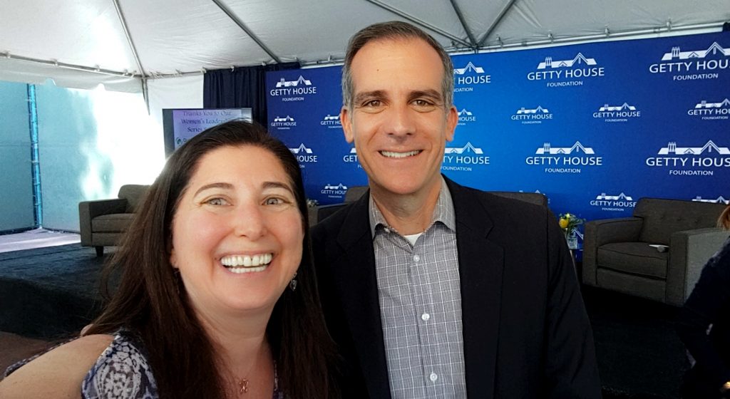 Lisa Niver and Mayor Eric Garcetti at Getty House Nov 2019